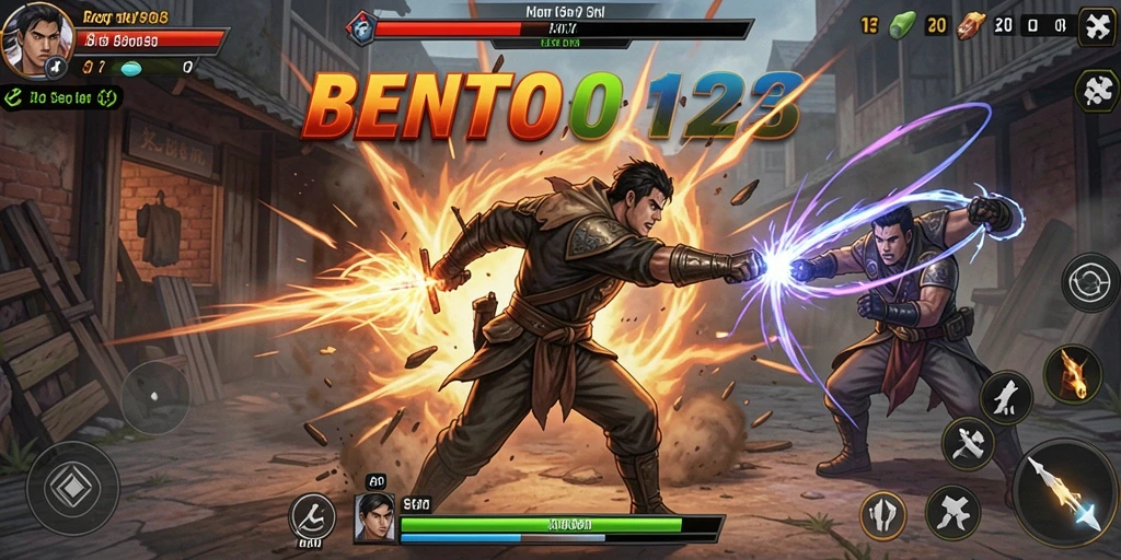 Tampilan seru dari gameplay BENTO123 dalam pertarungan Fighting.