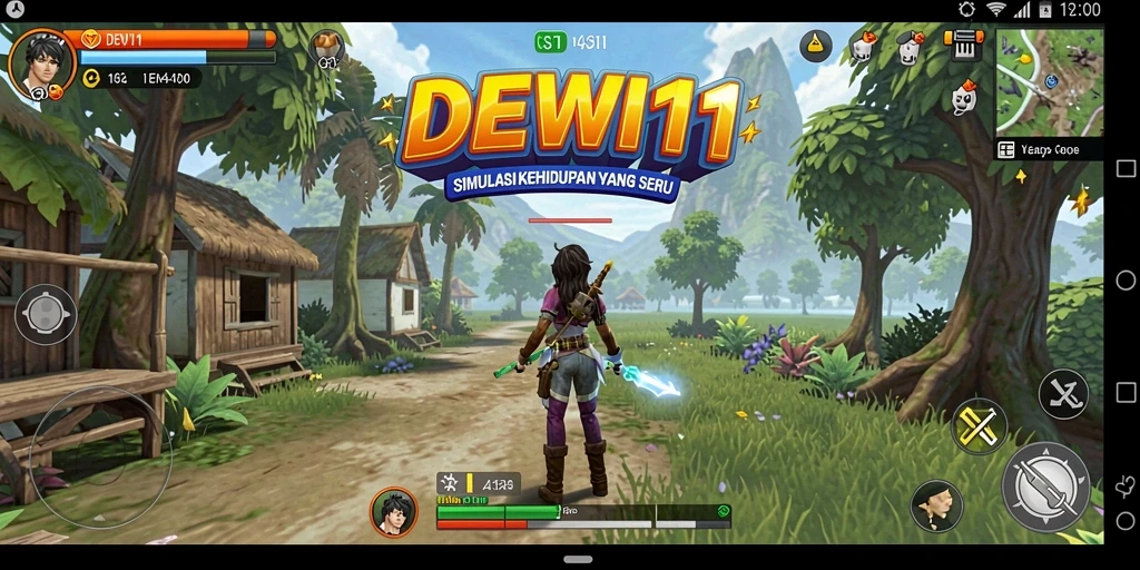 Screenshot gameplay DEWI11 yang menampilkan aktivitas simulasi kehidupan.