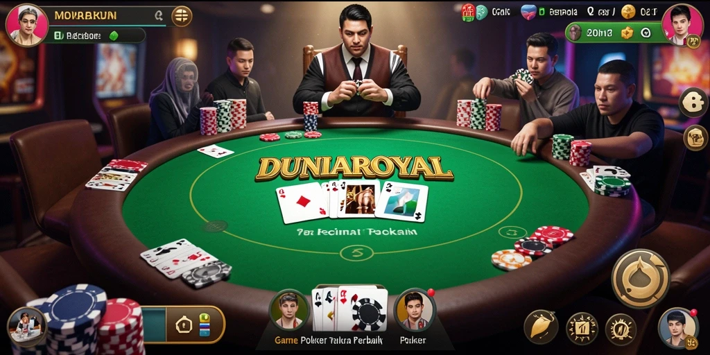 Tampilan gameplay seru DUNIAROYAL dalam permainan poker.