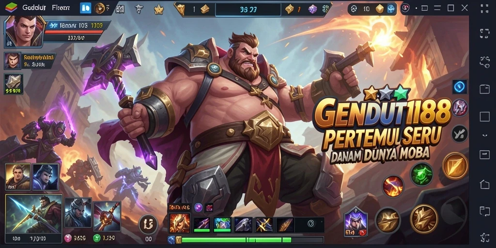 Tampilan aksi seru dalam gameplay MOBA GENDUT188.