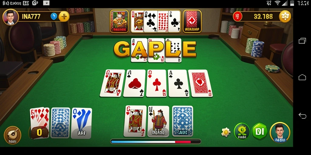 Screenshot utama INA777 menampilkan serunya gameplay Gaple yang interaktif.