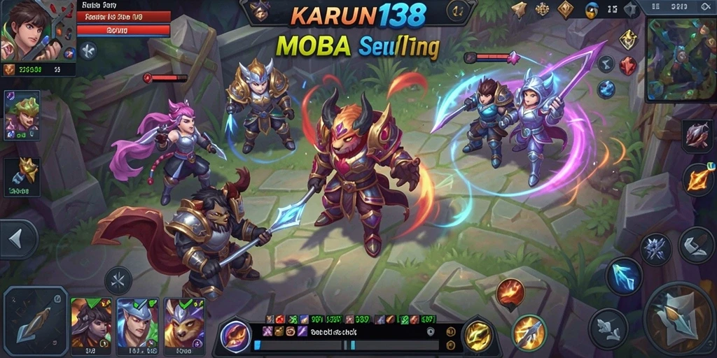Screenshot utama KARUN138 dengan gameplay MOBA yang menarik.