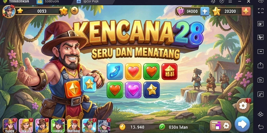 Tampilan gameplay KENCANA28 yang penuh warna dan menyenangkan.