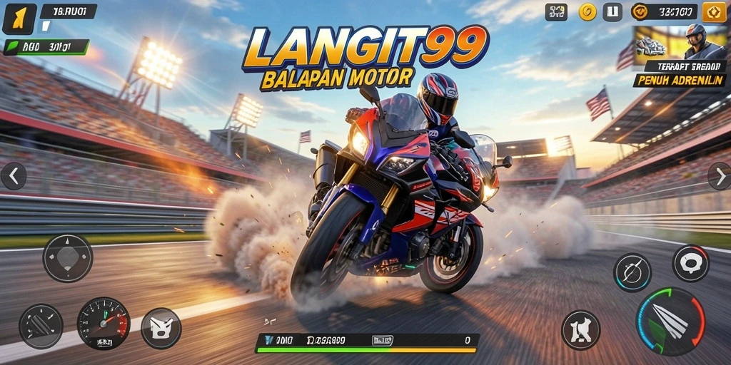 Tampilan menarik dari gameplay balapan motor LANGIT99.