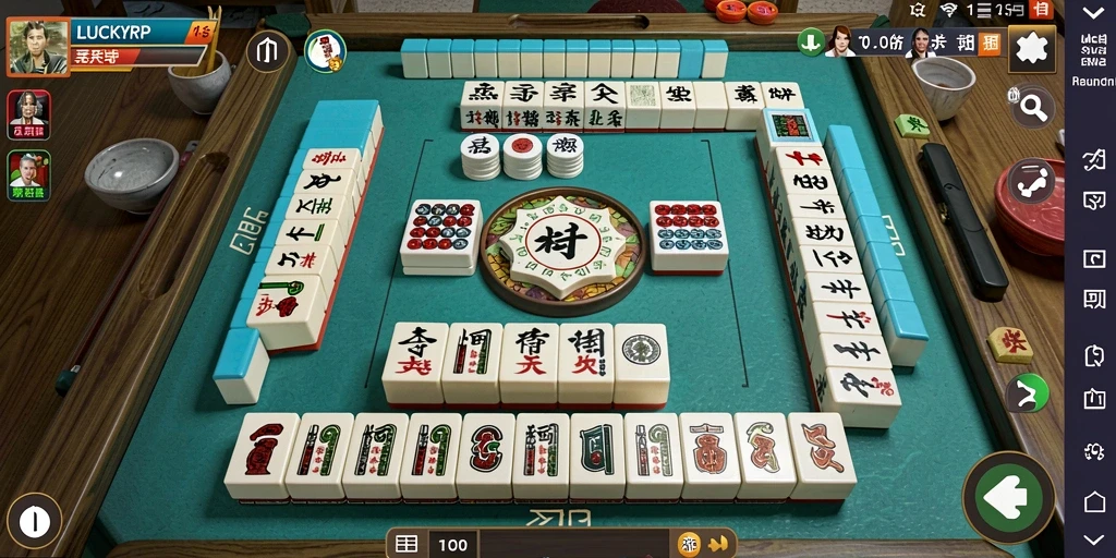 Tampilan gameplay seru di LUCKYRP dengan ubin Mahjong berwarna-warni.