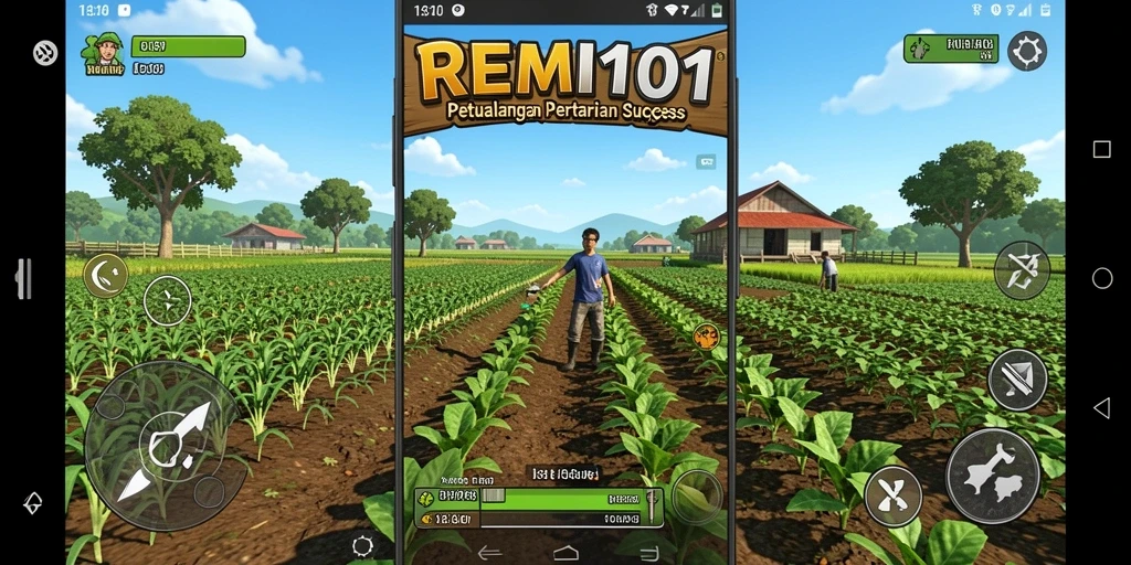 Screenshot utama REMI101 menunjukkan gameplay yang imersif dalam bertani.