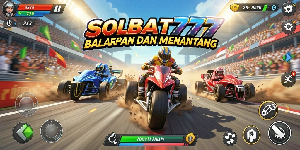 Tangkapan layar yang menunjukkan aksi balapan mendebarkan dalam SOBAT777.