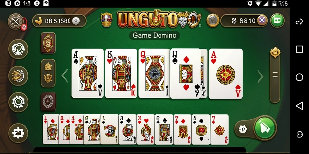 Tampilan screenshot gameplay UNGUTOTO yang menampilkan aksi kartu domino.