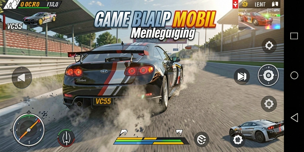 Screenshot utama menampilkan aksi balap seru dalam VC55.